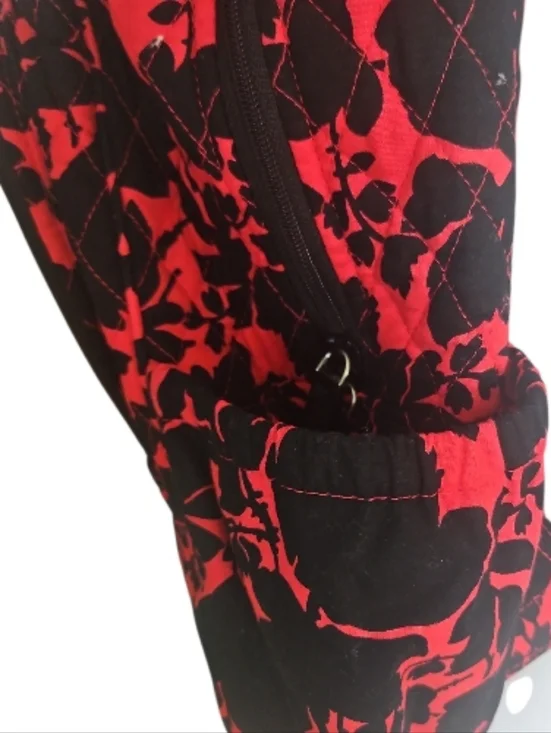 Vera Bradley Quilted Floral Backpack - Red and Black - Picture 4 of 12